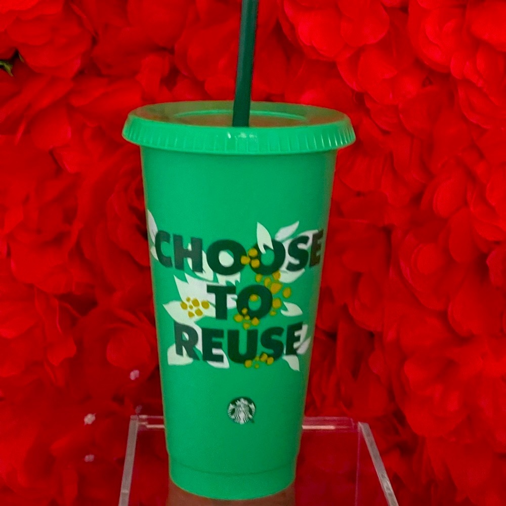 🌟♻️NEW 💚Starbucks 2023 Spring Plastic Reusable Earth Month Cold Cup, 24oz